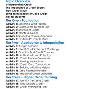 How To Build Good Credit Worksheet Activity Booklet