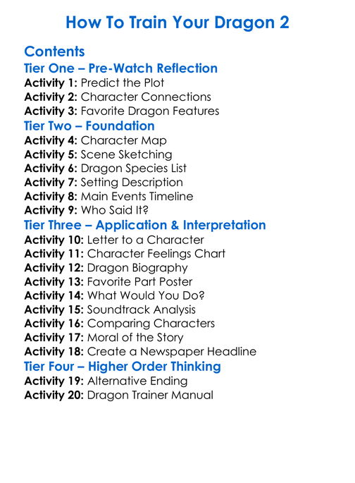 How To Train Your Dragon 2 Worksheet Activity Booklet