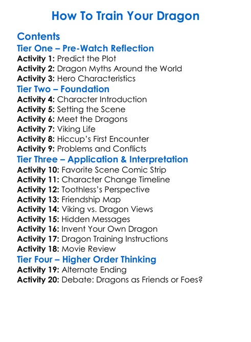 How To Train Your Dragon Worksheet Activity Booklet