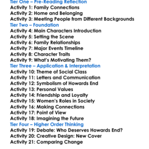 Howards End Em Forster Worksheet Activity Booklet