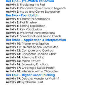 Howl Of The Werewolf 2022 Worksheet Activity Booklet