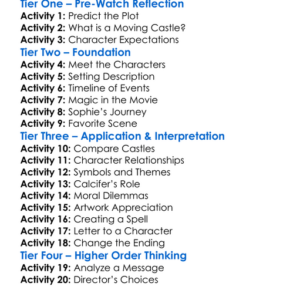 Howls Moving Castle Worksheet Activity Booklet