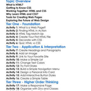Html And Css Fundamentals Worksheet Activity Booklet