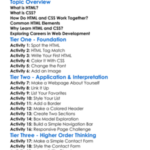 Html And Css Introduction Worksheet Activity Booklet