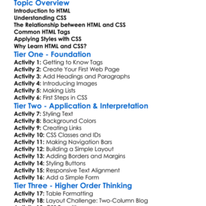 Html And Css Worksheet Activity Booklet