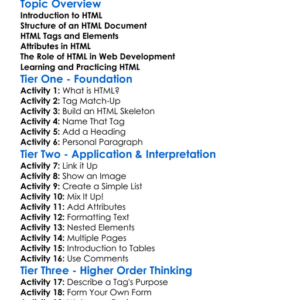 Html Worksheet Activity Booklet