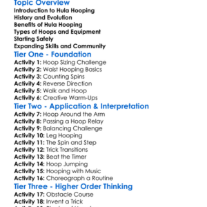 Hula Hooping Fundamentals Worksheet Activity Booklet