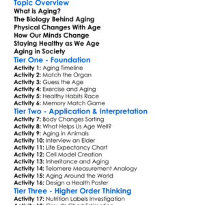 Human Aging And Biology Worksheet Activity Booklet