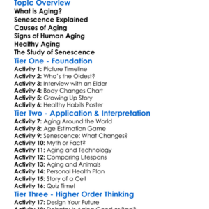 Human Aging And Senescence Worksheet Activity Booklet
