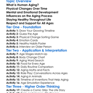 Human Aging Process Worksheet Activity Booklet