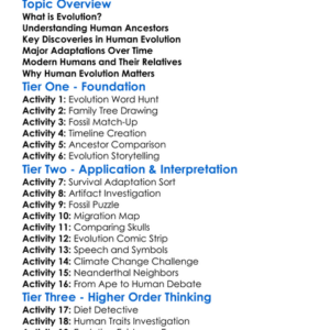 Human Ancestors And Evolution Worksheet Activity Booklet