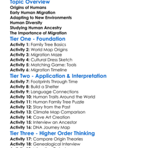 Human Ancestry And Migration Worksheet Activity Booklet