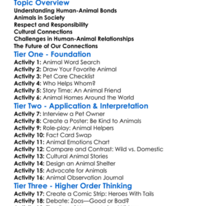 Human-Animal Relationships Worksheet Activity Booklet