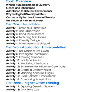 Human Biological Diversity Worksheet Activity Booklet
