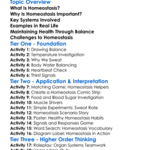 Human Body Homeostasis Worksheet Activity Booklet