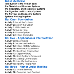 Human Body Systems And Functions Worksheet Activity Booklet