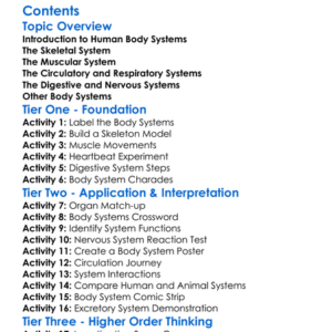 Human Body Systems And Their Functions Worksheet Activity Booklet
