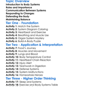 Human Body Systems Interactions Worksheet Activity Booklet