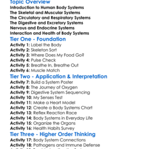 Human Body Systems Overview Worksheet Activity Booklet