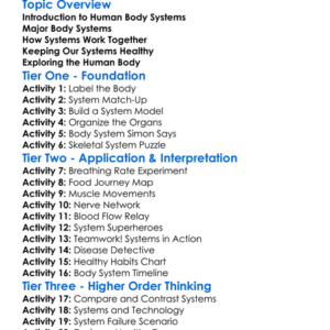 Human Body Systems Worksheet Activity Booklet
