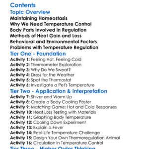 Human Body Temperature Regulation Worksheet Activity Booklet