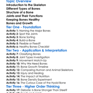 Human Bones And Joints Worksheet Activity Booklet