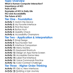 Human-Computer Interaction Worksheet Activity Booklet