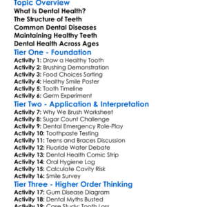 Human Dental Health Worksheet Activity Booklet