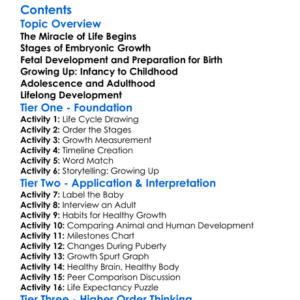 Human Development From Embryo To Adult Worksheet Activity Booklet