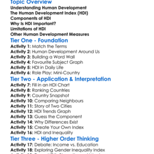 Human Development Indices Worksheet Activity Booklet