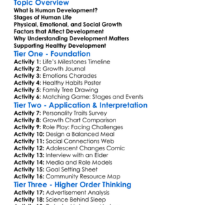 Human Development Worksheet Activity Booklet