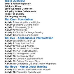 Human Dispersal Worksheet Activity Booklet