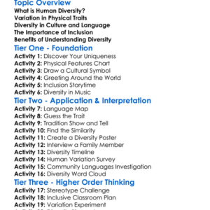 Human Diversity And Variation Worksheet Activity Booklet