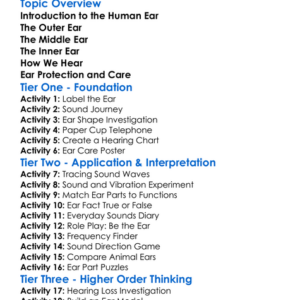 Human Ear Structure And Hearing Worksheet Activity Booklet