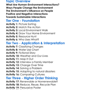Human-Environment Interactions Worksheet Activity Booklet