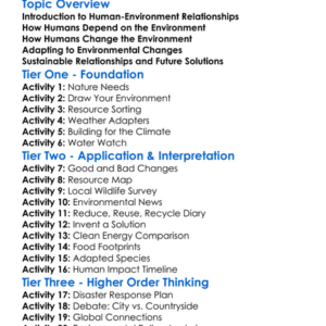 Human-Environment Relationships Worksheet Activity Booklet