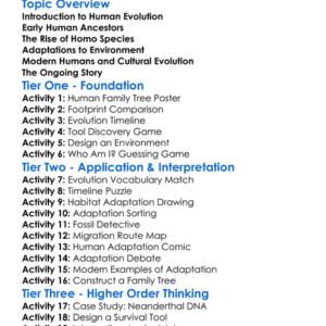 Human Evolution And Adaptation Worksheet Activity Booklet