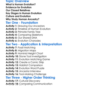 Human Evolution And Ancestry Worksheet Activity Booklet