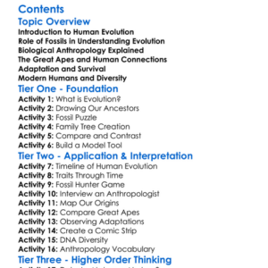 Human Evolution And Biological Anthropology Worksheet Activity Booklet