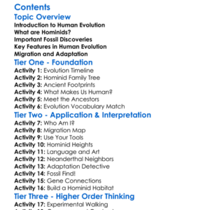 Human Evolution And Hominid Development Worksheet Activity Booklet