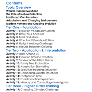 Human Evolution And Natural Selection Worksheet Activity Booklet