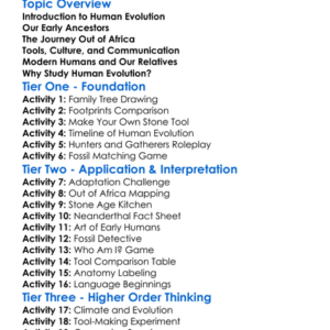 Human Evolution And Origins Worksheet Activity Booklet