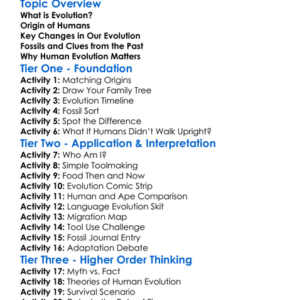 Human Evolution Basics Worksheet Activity Booklet