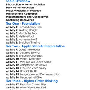 Human Evolution Worksheet Activity Booklet