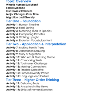 Human Evolution Worksheet Activity Booklet