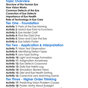 Human Eye And Its Defects Worksheet Activity Booklet