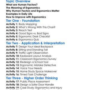 Human Factors And Ergonomics Worksheet Activity Booklet