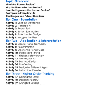 Human Factors In Engineering Worksheet Activity Booklet
