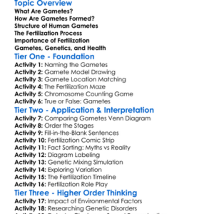 Human Gametes And Fertilization Worksheet Activity Booklet