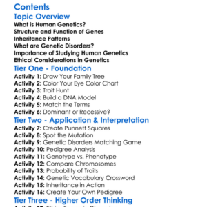 Human Genetics And Genetic Disorders Worksheet Activity Booklet
